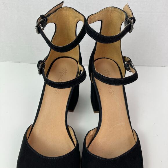 Madewell Sz 9 The Annalise Ankle-Strap Pump in Suede Black Chic Elegant Party - Picture 6 of 16